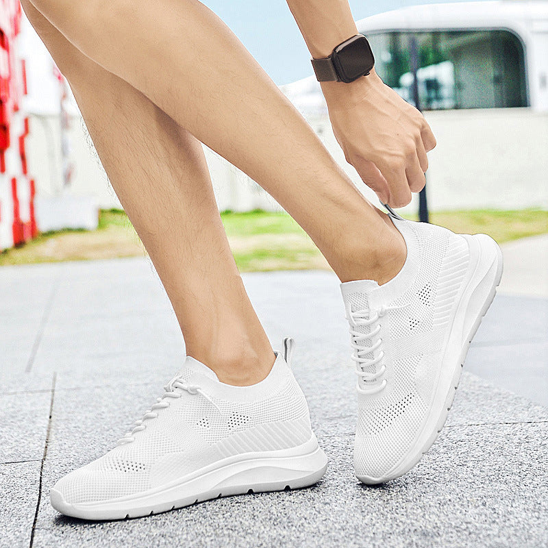 Indoor height increasing sports and leisure shoes for men white invisible height increasing shoes 7CM - V.I.P Digital Presence