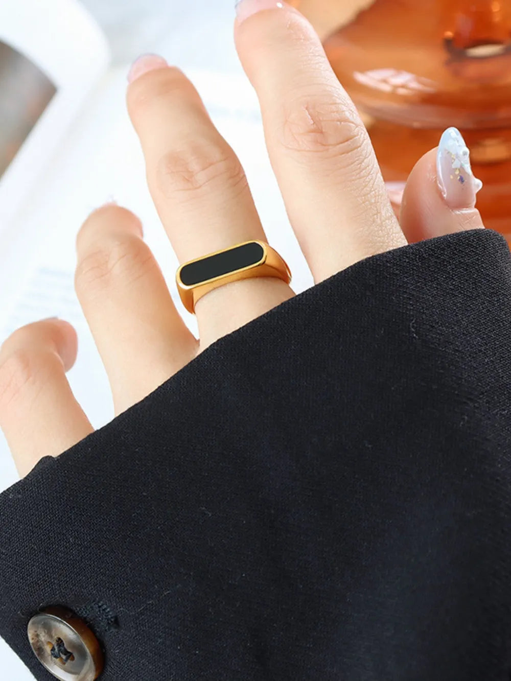French fashion exaggerated geometric weight glazed element ring - V.I.P Digital Presence