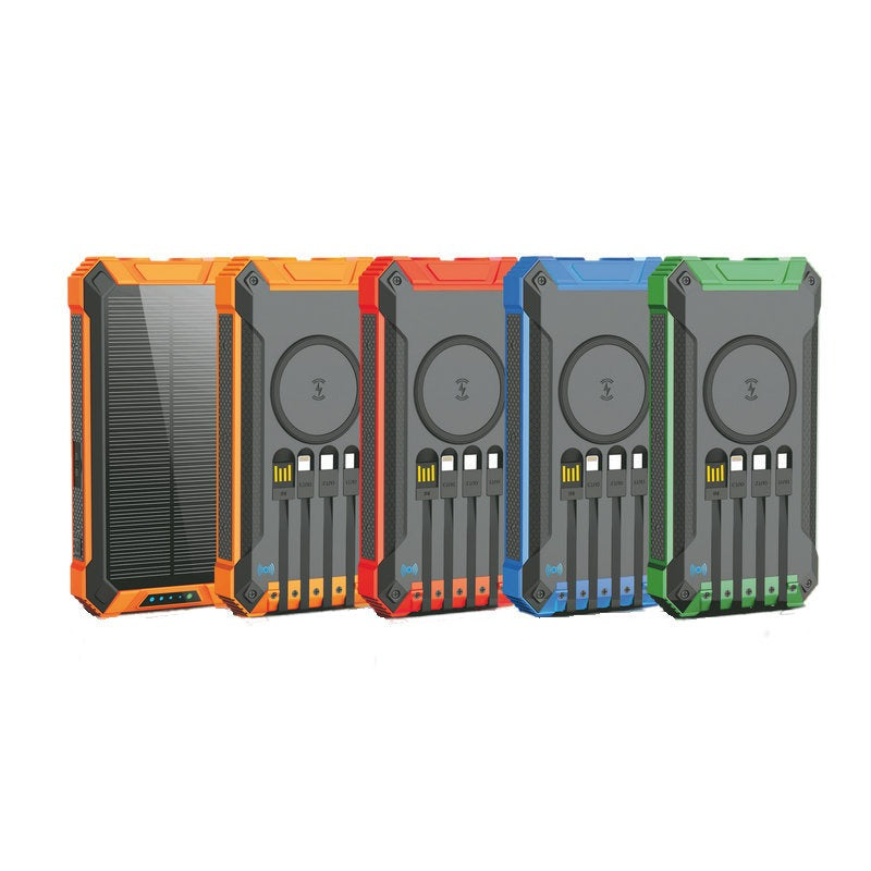 Banco de energía solar de carga inalámbrica de 20000 mAh, gran capacidad, para teléfono móvil, para exteriores