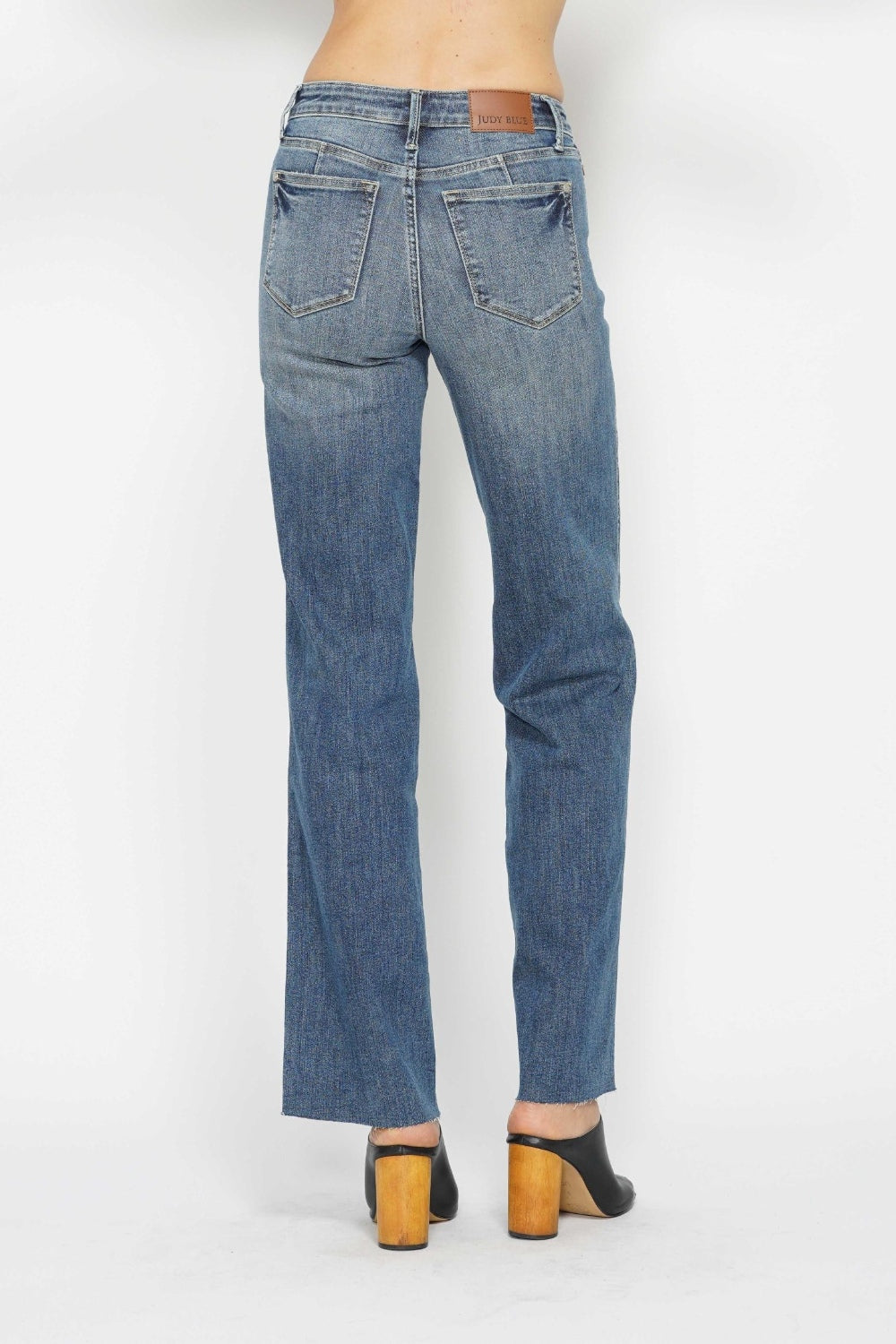 Blue Full Size Tummy Control Straight Leg Jeans.