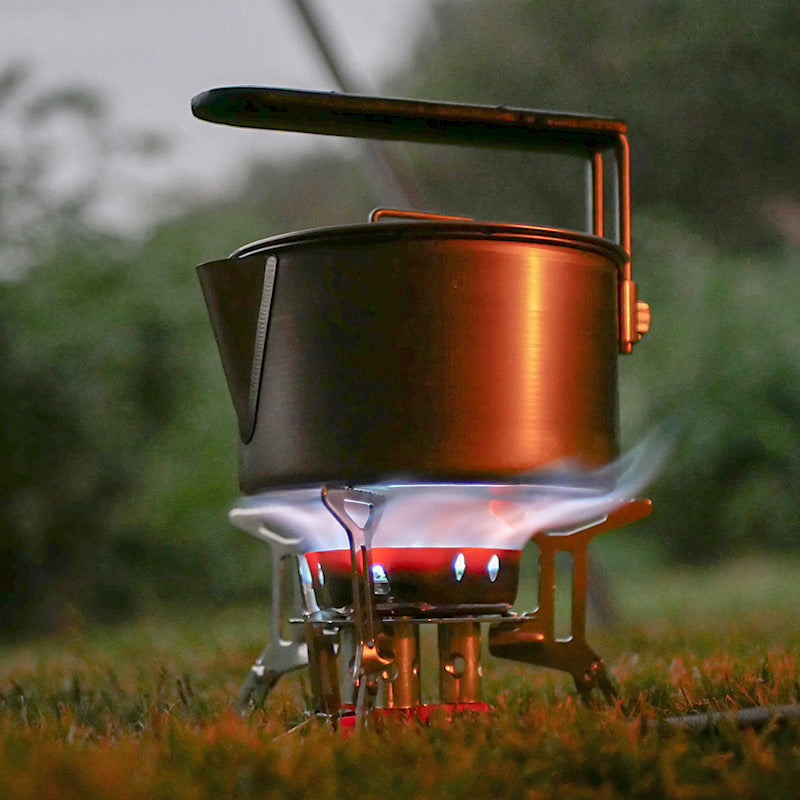 Estufa de gas portátil de diseño para acampar, aspecto delicado, ideal para senderismo al aire libre. 