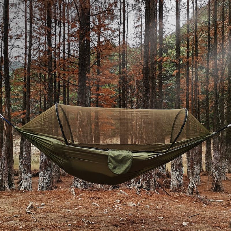 Hamaca con mosquitera de apertura rápida y automática para acampar al aire libre, hamaca con mosquitera de nailon antivuelco