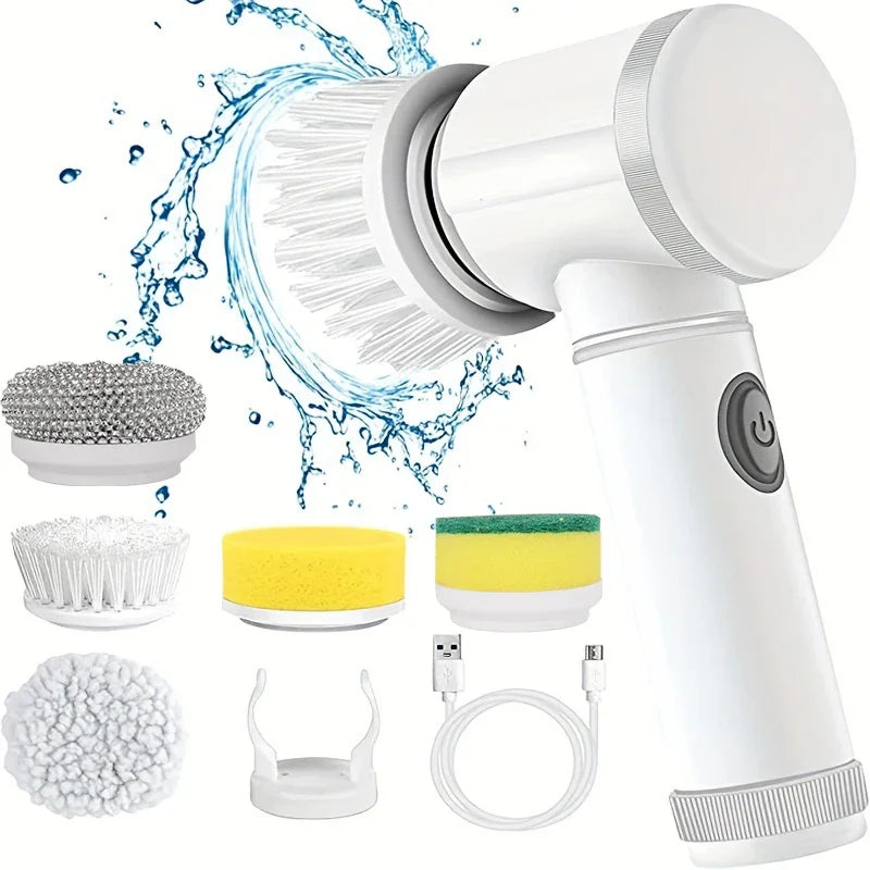 New Electric Spin Scrubber,Bathroom Cleaning Brush Power Scrubber with 5 Replaceable Brush Heads, 5 in 1 Electric Cleaning Brush - V.I.P Digital Presence
