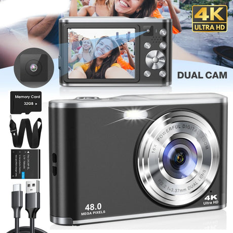 DC306 digital high-definition camera front and rear dual camera autofocus entry-level student card machine - V.I.P Digital Presence