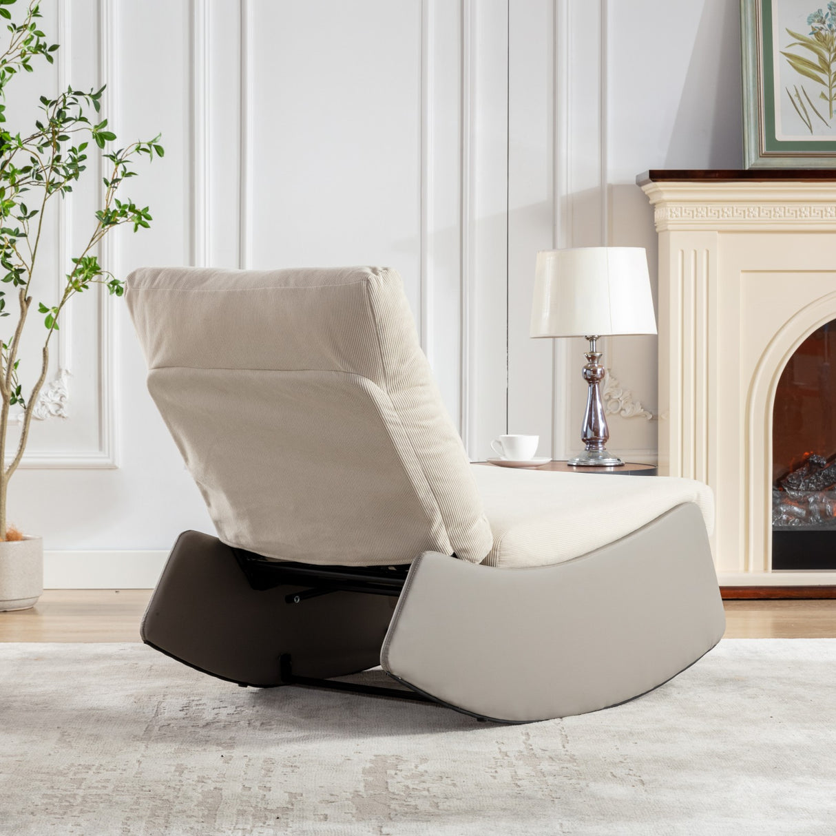 Modern rocking chair recliner, comfortable cushioned recliner with footstool, gray - V.I.P Digital Presence