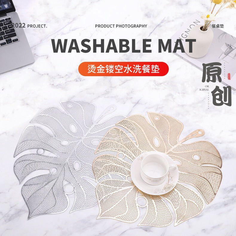 Stamped and hollowed out modern minimalist dining mat, leaf shaped minimalist dining mat, bowl mat - V.I.P Digital Presence