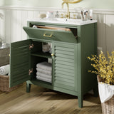 30-Inch Bathroom Vanity with Ceramic Sink Combination, Ample Storage - Features 1 Pullout and Multifunctional Shelf Dividers - V.I.P Digital Presence