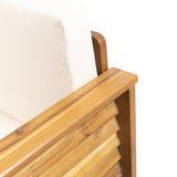 ( Set of 2) Outdoor Acacia Wood Club Chairs with Cushions, Teak+Beige, 27.75"D x 32"W x 27.75"H - V.I.P Digital Presence