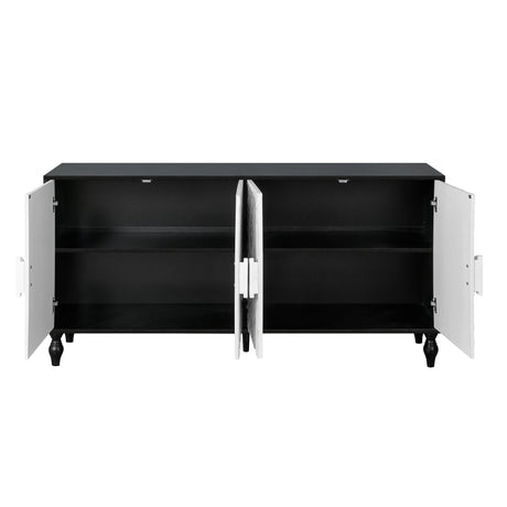 Vintage White Large Faceted Carved And Spliced Doors Combined With Black Frames For TV Stand Table,Sideboards, Accent Cabinets - V.I.P Digital Presence