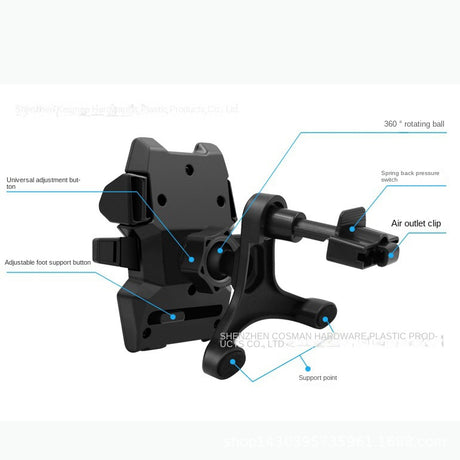 Long Rod Automatic Lock Car Phone Holder Telescopic Suction Cup Mount for Car Air Vent Lazy Live Streaming - V.I.P Digital Presence