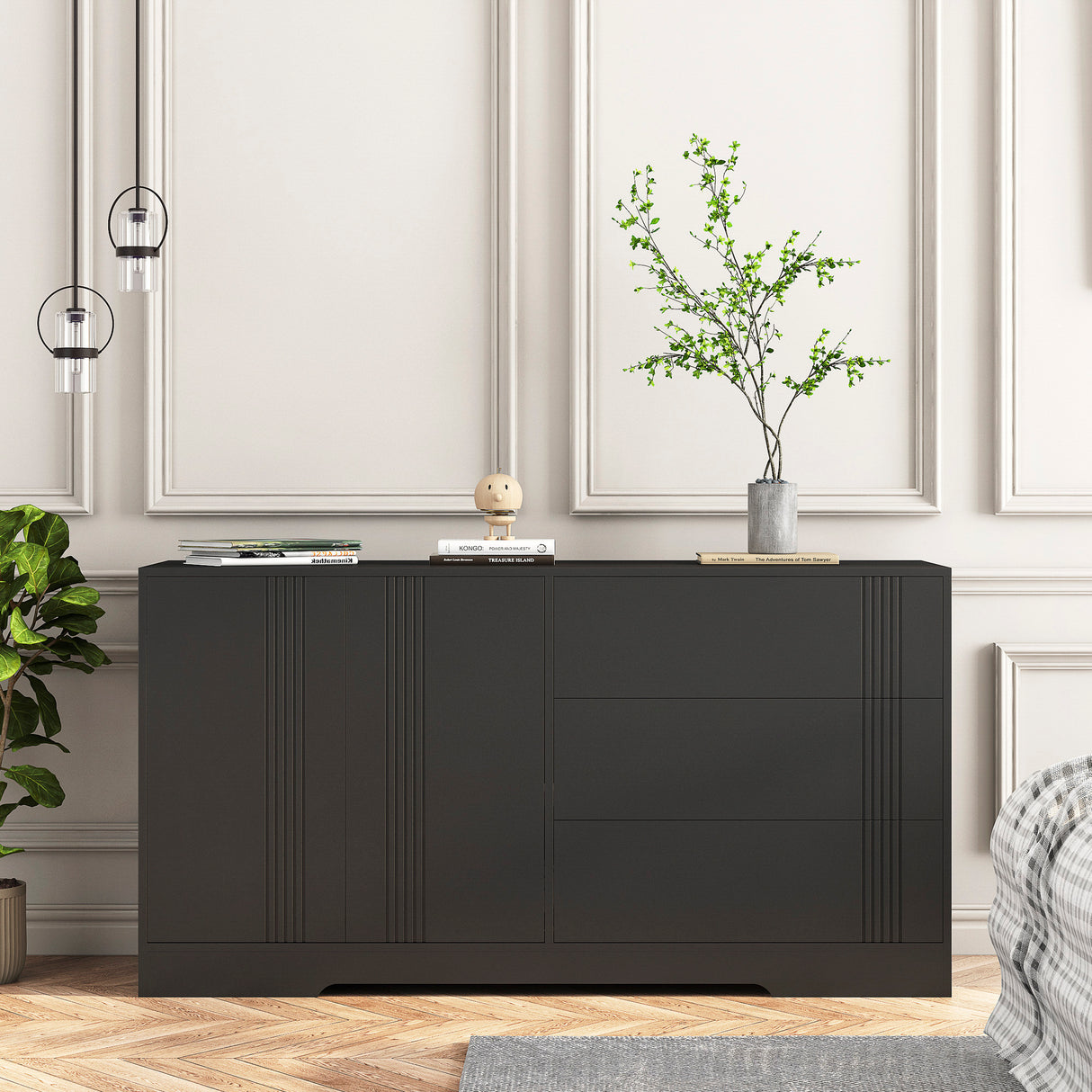 Modern kitchen buffet lockers with storage space, drawers and doors, and a large coffee bar with adjustable kitchen shelves - V.I.P Digital Presence