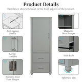 Tall Bathroom Storage Cabinet, Freestanding Storage Cabinet with Two Drawers and Adjustable Shelf, MDF Board , Grey - V.I.P Digital Presence