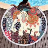 3d Bohemian Tai Chi Animal Digital Print Round Ribbon Beach Towel Swimming Yoga Picnic Mat Bikini Covered Napkin
