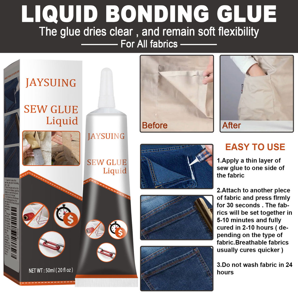 Fabric Sewing Glue, Fabric Sewing Rubber Shoe Pad Clothes Jeans Torn Repair Fabric Glue - V.I.P Digital Presence
