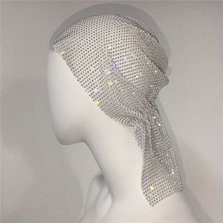 Mesh Rhinestone Elastic Hair Band Headband Outdoor Fashion Headwear Fishing Net Hat - V.I.P Digital Presence