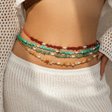 Gravel imitation pearl beach waist chain waist chain jewelry versatile single-layer bead body chain - V.I.P Digital Presence