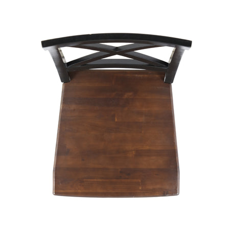 Roshan Farmhouse Acacia Wood Dining Chairs, Black / Walnut (Set of 2) - V.I.P Digital Presence