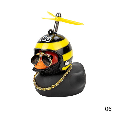 Car Duck with Helmet Broken Wind Small Yellow Duck Road Bike Motor Helmet Riding Cycling Car Accessories Decor Without Lights - V.I.P Digital Presence