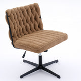 Armless Office Desk Chair No Wheels BROWN