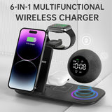 Six in one mobile phone watch headphones wireless charging clock alarm Bluetooth speaker night light - V.I.P Digital Presence