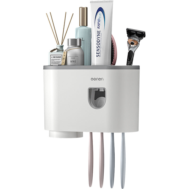 Creative Single Cup Lazy Man Automatic Toothpaste Squeezer Adhesive Toothbrush Holder Bathroom Mouthwash Cup Toothware Box Set - V.I.P Digital Presence