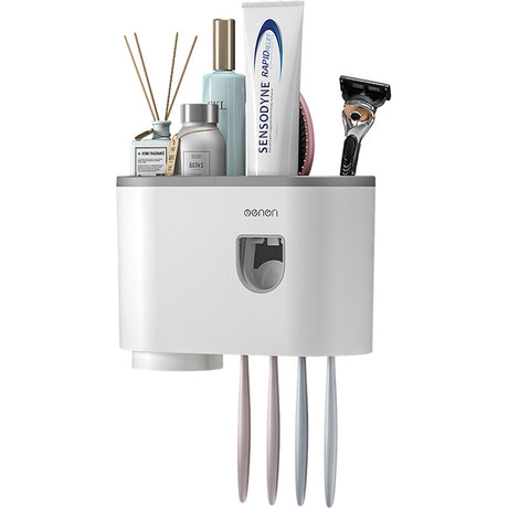 Creative Single Cup Lazy Man Automatic Toothpaste Squeezer Adhesive Toothbrush Holder Bathroom Mouthwash Cup Toothware Box Set - V.I.P Digital Presence