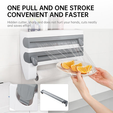 3-in-1 Wall Kitchen Roll Holder, with Upgraded Magnetic Suction Cup, for Foil, Cling Film, and Aluminium Foil Dispensing - V.I.P Digital Presence