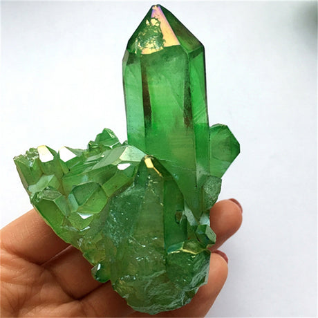 Natural cluster electric green crystal cluster backbone mineral standard seven color light purification demagnetization home decoration - V.I.P Digital Presence