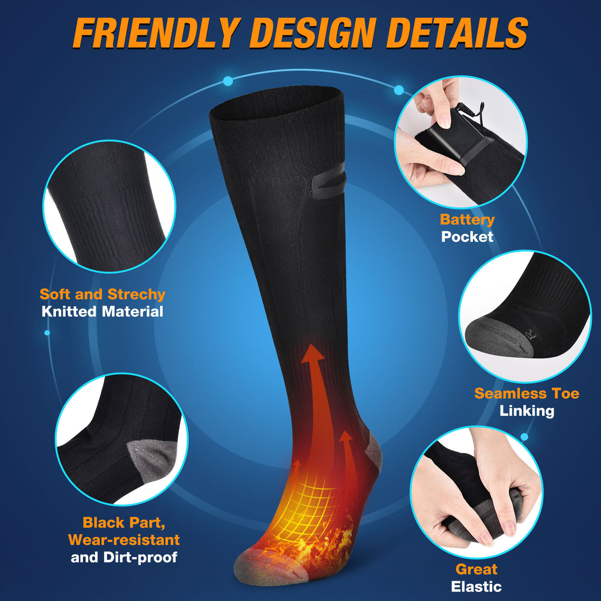 HailiCare Electric Heating Socks Rechargeable Heating Socks Adjustable Temperature Warm Long Tube Electric Heating Socks - V.I.P Digital Presence