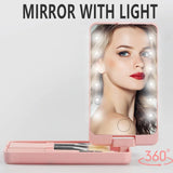 LED Folding Rotating Cosmetic Mirror Box with Brush - V.I.P Digital Presence