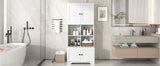 Bathroom storage cabinet, 4-door independent cabinet, adjustable shelf, open multi-layer shelf, white - V.I.P Digital Presence