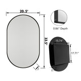20x34 inch oval embedded medicine cabinet, metal frame bathroom cabinet with mirror and adjustable shelf matte black - V.I.P Digital Presence