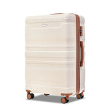 Luggage Sets New Model Expandable ABS Hardshell 3pcs Clearance Luggage (Beige and Brown)