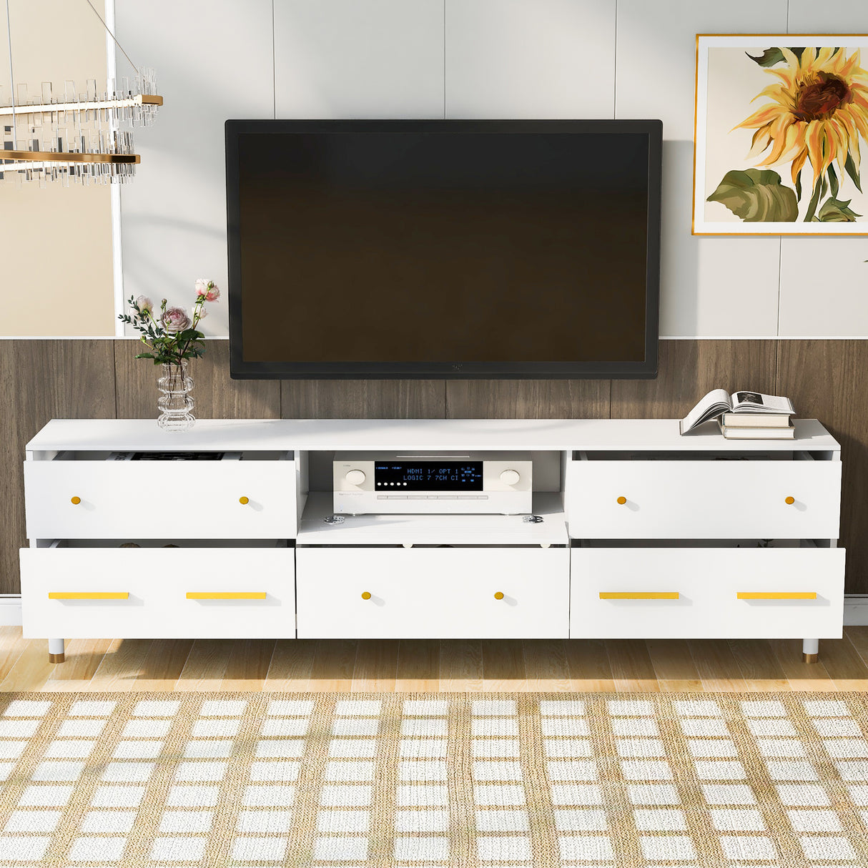 U-Can TV Stand for 75+ Inch TV Entertainment Center TV Media Console Table Modern TV Stand - V.I.P Digital Presence