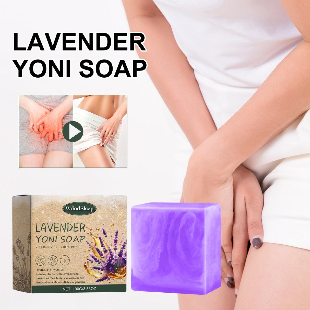 Lavender Scented Soap, Relieve Itching And Discomfort Of Female Body, Remove Odor And Mild Moisture