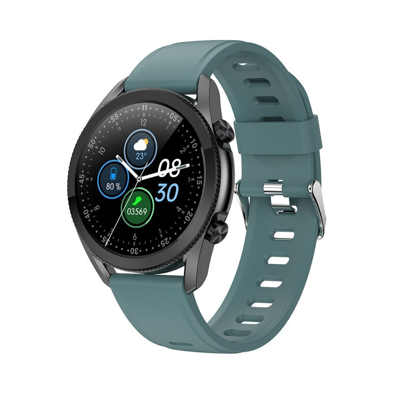 Reloj inteligente deportivo con Bluetooth para hombre y mujer, resistente al agua, con control del tiempo y pantalla táctil, compatible con Android, iOS y Samsung.