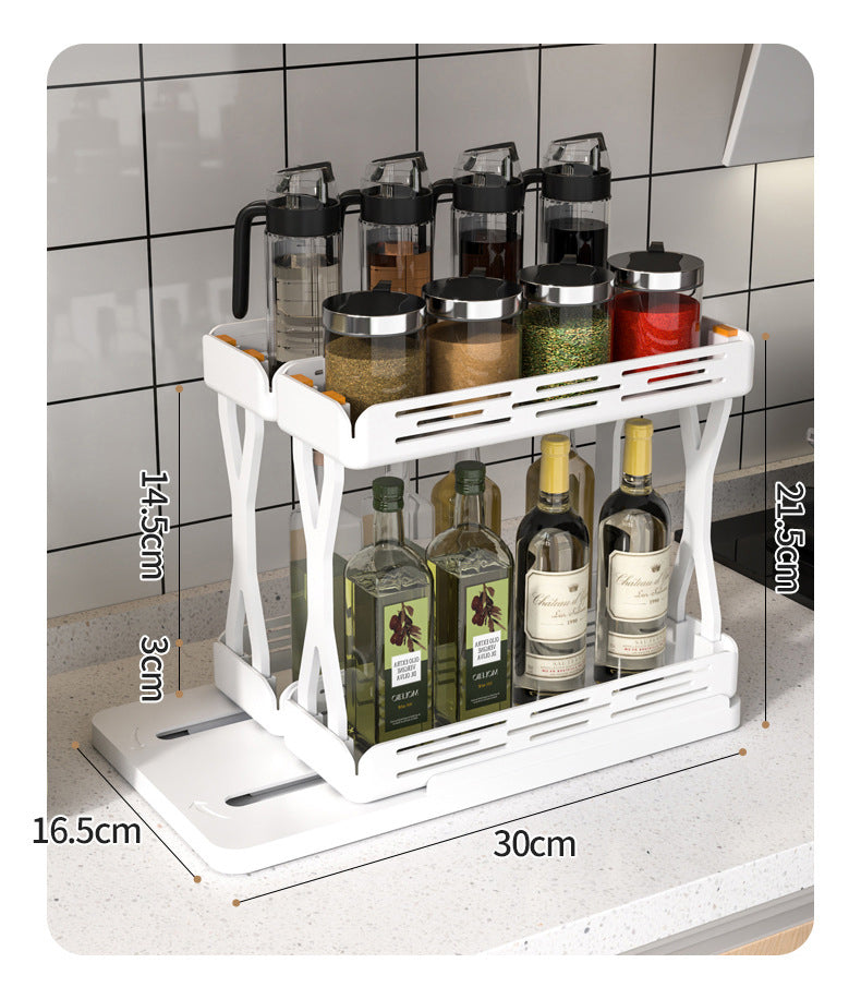 Pull out Rotating Spice Rack Organizer for Cabinet Rotate Makeup Organizer Slide Bottle Box Holder Plastic Seasoning Spice Rack - V.I.P Digital Presence