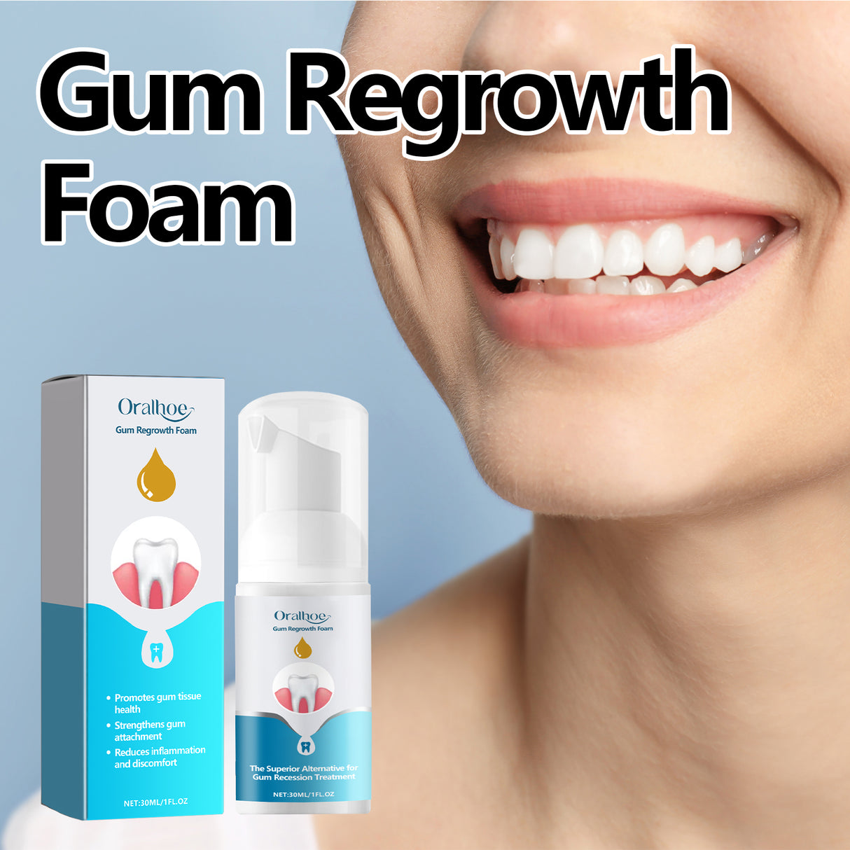 oralhoe Gum Regrowth Foam, Clean Teeth Tartar Care Gums Clean Teeth Anti-Moth Fresh Breath Mousse - V.I.P Digital Presence