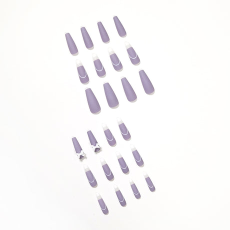 Rattan Purple French Bow Wear Manicure Finished Fake Nail Manicure Patch Nail Patch Removable Nail - V.I.P Digital Presence