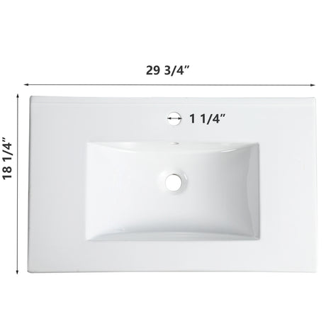 30 Inch Bathroom Ceramic Sink Basin, White - V.I.P Digital Presence