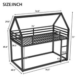 Twin over Twin House Bunk Bed with Built-in Ladder,Black - V.I.P Digital Presence