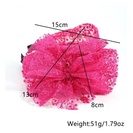 Fashionable oversized solid color lace bow headband - V.I.P Digital Presence