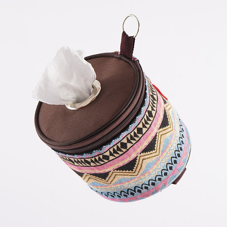 Outdoor camping folding ethnic style paper box storage bag car roll paper tissue box small cloth bag storage bag - V.I.P Digital Presence