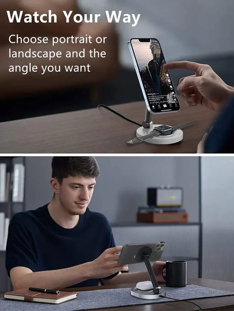 Magnetic wireless charger 3-in-1 adjustable folding wireless charger suitable for Apple phones watches headphones - V.I.P Digital Presence