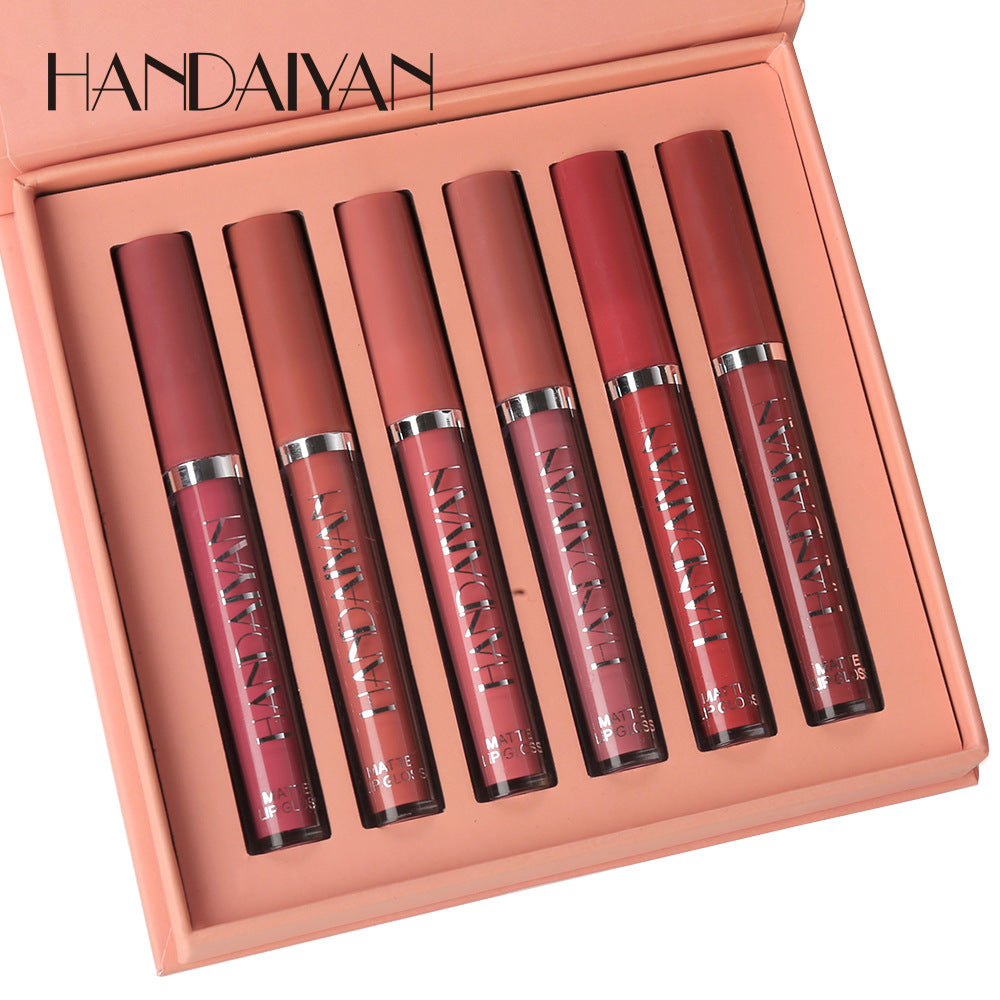 HANDAIYAN 6 Lip Gloss Set Not Easy To Dip Cup Matte Lip Gloss Set Gift Box Liquid Lipstick - V.I.P Digital Presence