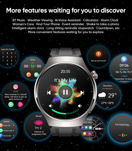 Smart watch non-invasive blood glucose measurement AMOLED ECG heart rate monitoring Bluetooth call sports watch - V.I.P Digital Presence