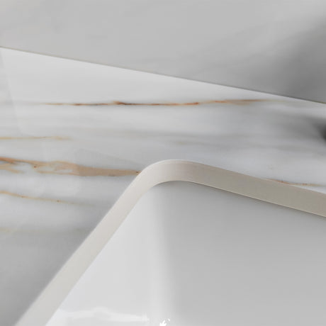 43 inch marble countertop with base rectangular central sink and 4-inch high splash guard, pre drilled 8-inch faucet hole ，white - V.I.P Digital Presence