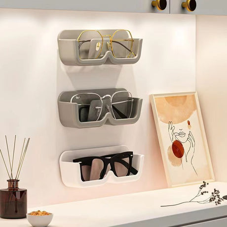 Glasses storage rack wall mounted non perforated decorative wall display sunglasses storage rack storage box - V.I.P Digital Presence