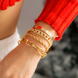 Hip hop Sweet Cool Diamond Set Cuban Buckle Bracelet Christmas Style Stacked Metal Smooth Bracelet for Women - V.I.P Digital Presence