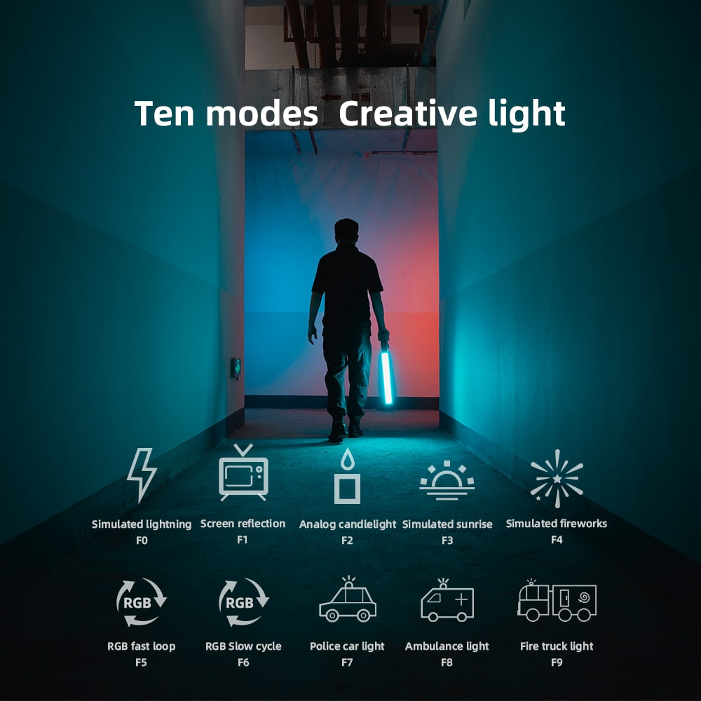 Luz de video LED portátil Yongnuo YN360 III, 3200K-5500K RGB, con ajuste táctil y control mediante aplicación de teléfono.